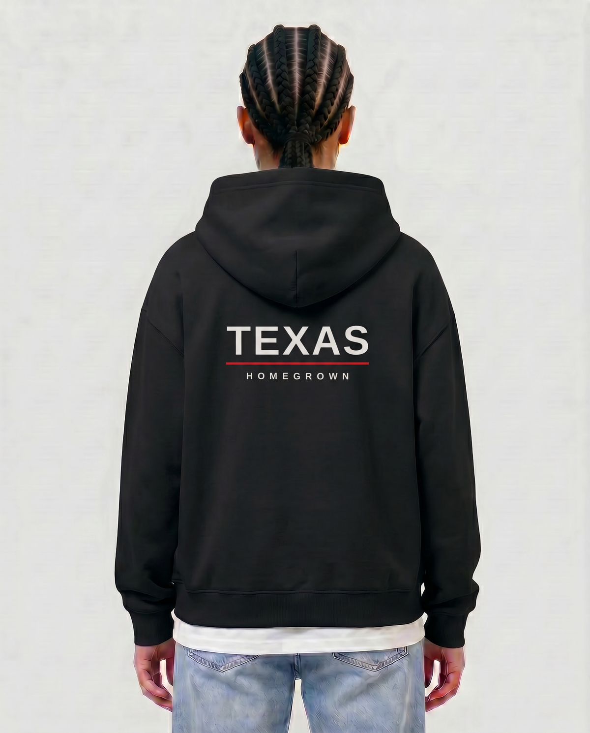 Homegrown — female model Amara, Texas back, Black #Model_F #Region_Texas #Color_Black
