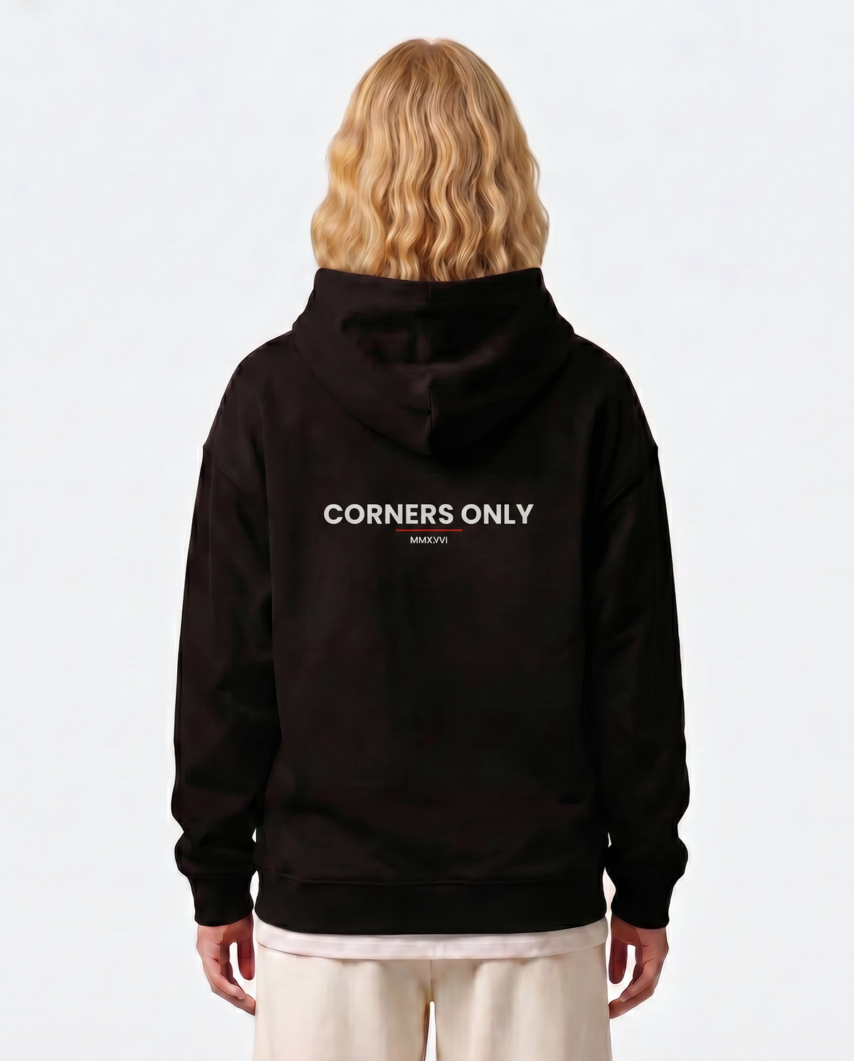Corners Only — Baseline — Female model back (Sloane), Black #Model_F #Color_Black