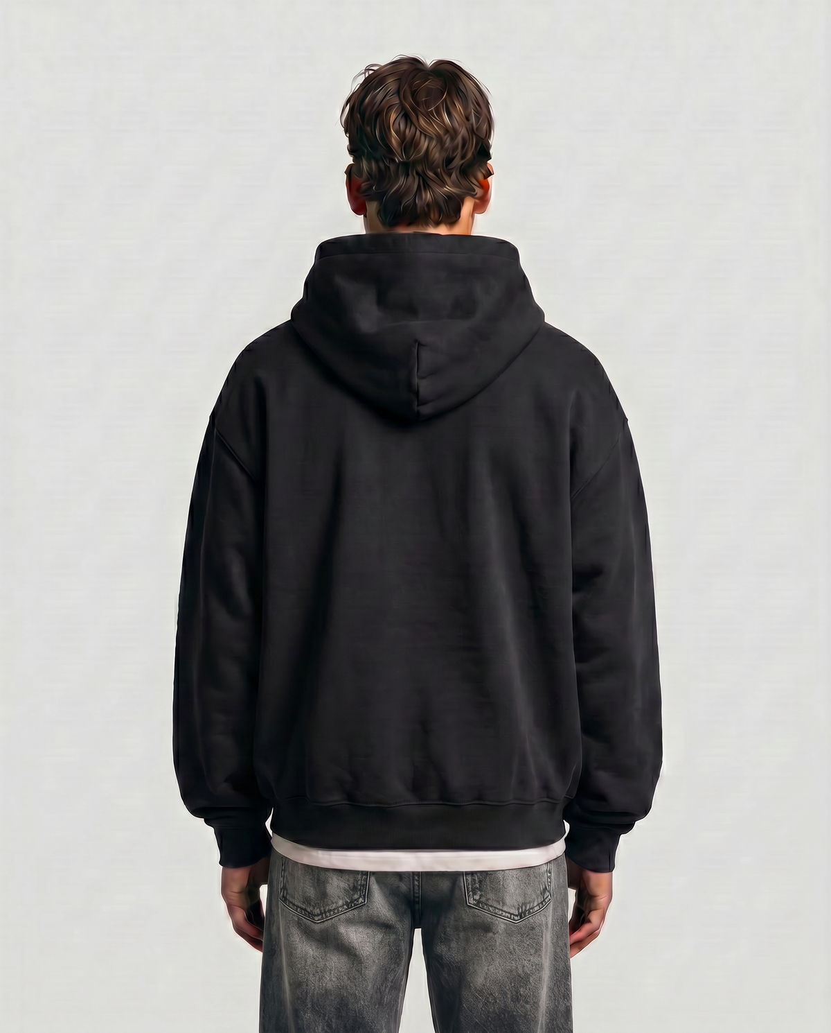 Starting Line — Logo Hoodie — Male model back (Beckett), Black #Model_M #Color_Black