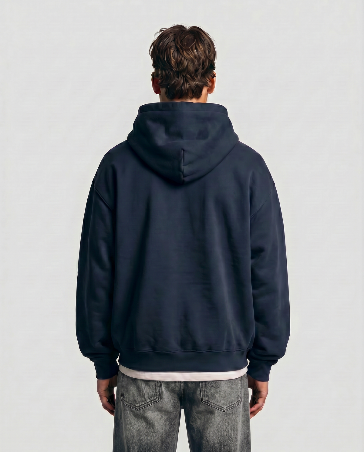Starting Line — Logo Hoodie — Male model back (Beckett), Blue Ink #Model_M #Color_Blue Ink