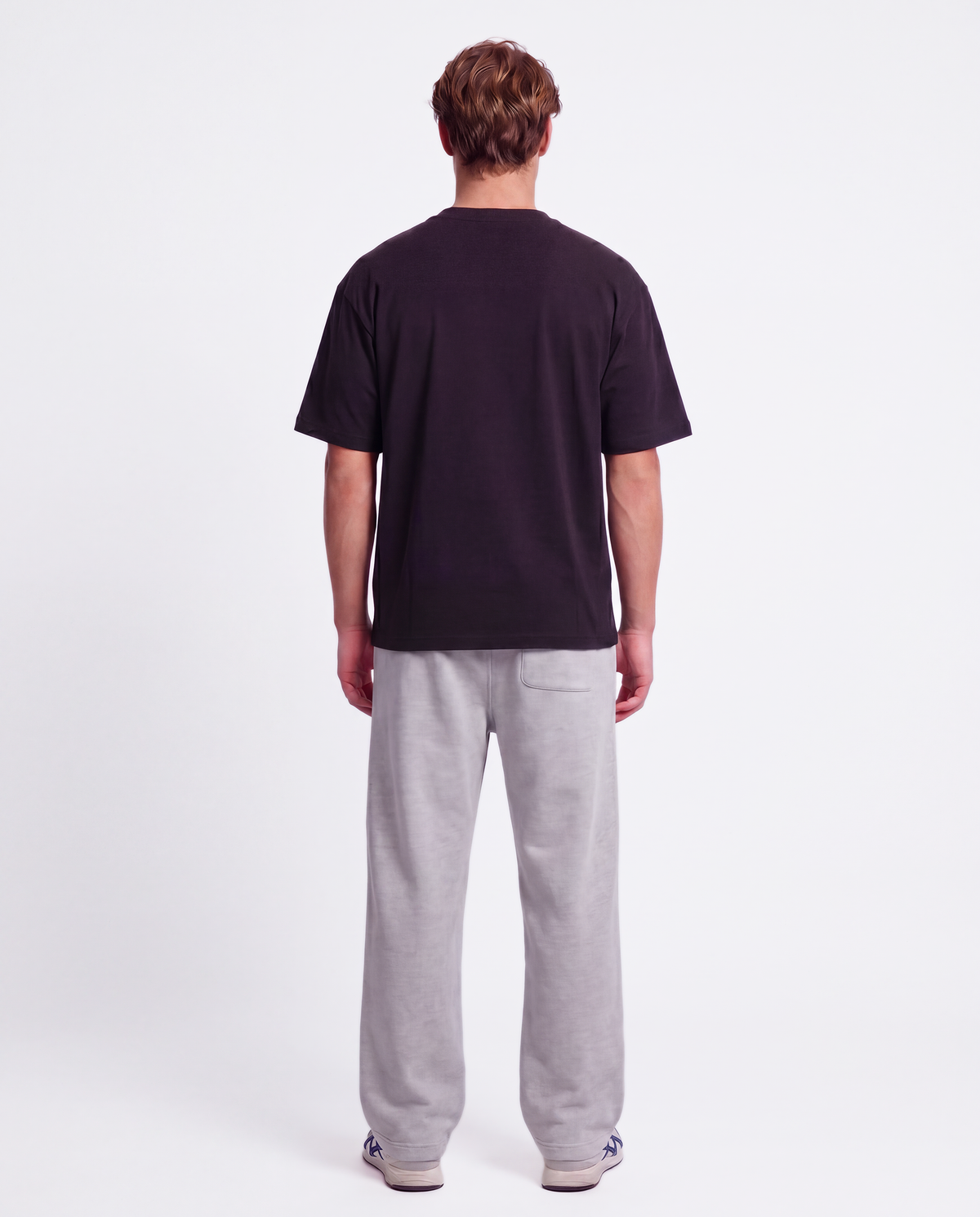 Essential Logo — Carrier Sweatpant — Male model full back (Brooks), Marle #Model_M #Color_Marle