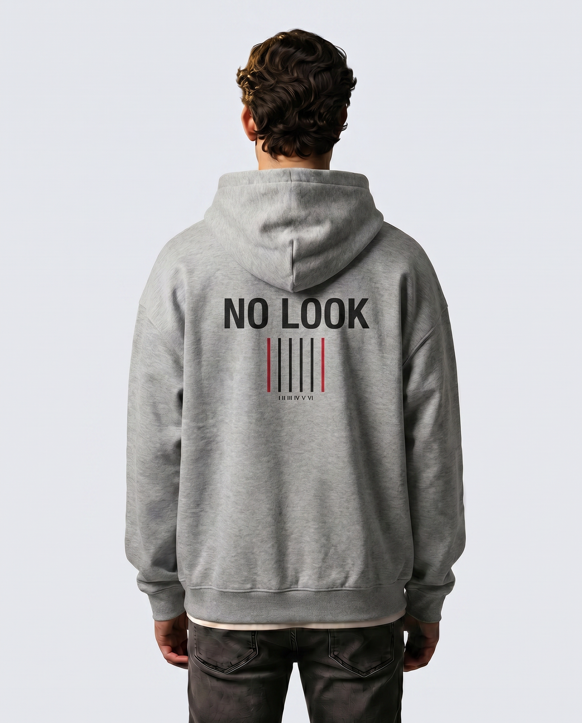 No Look — Male model back (Enzo), Marle Grey #Model_M #Color_Marle Grey