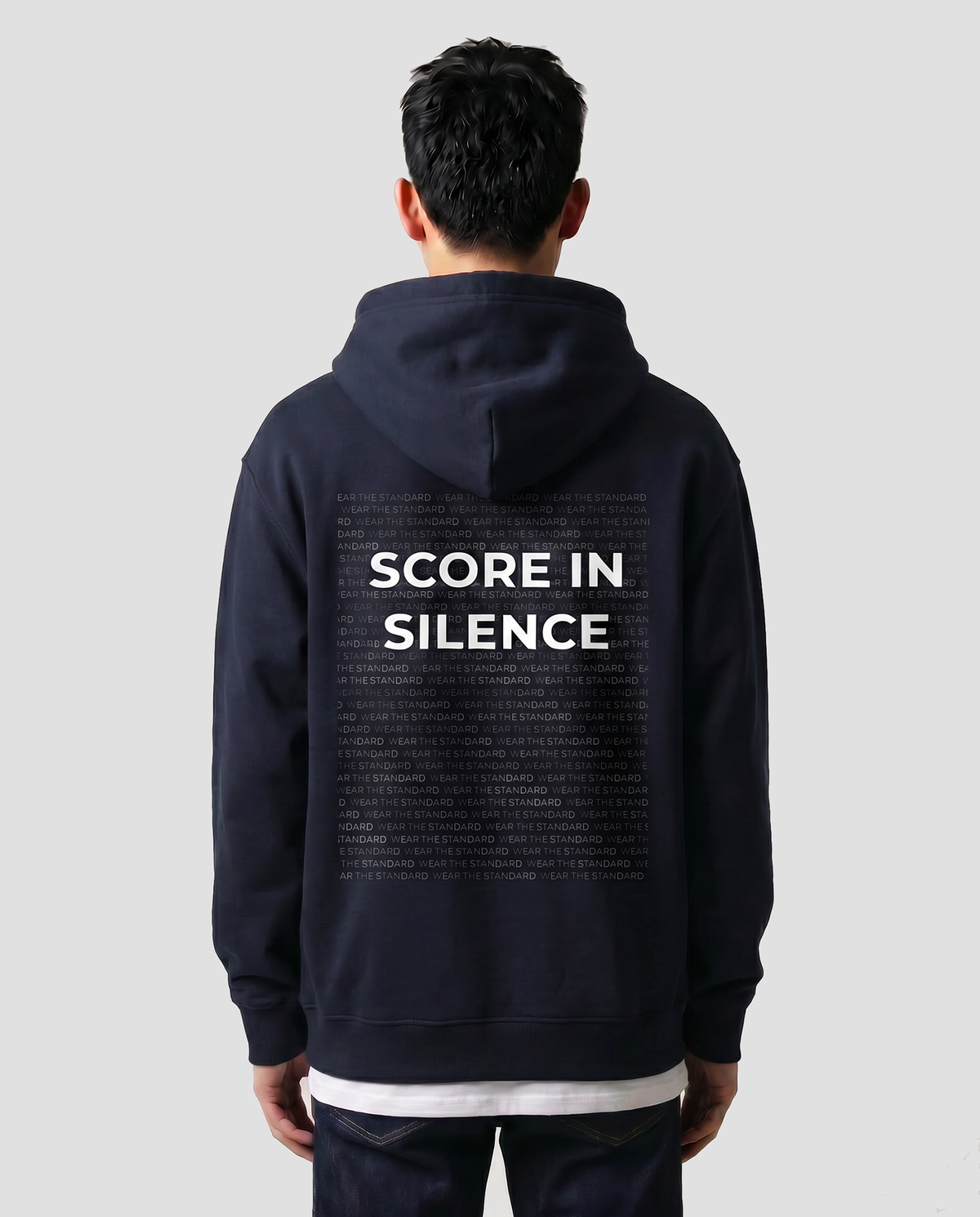 Score In Silence — Echo — Male model back (Jae), Blue Ink #Model_M #Color_Blue Ink