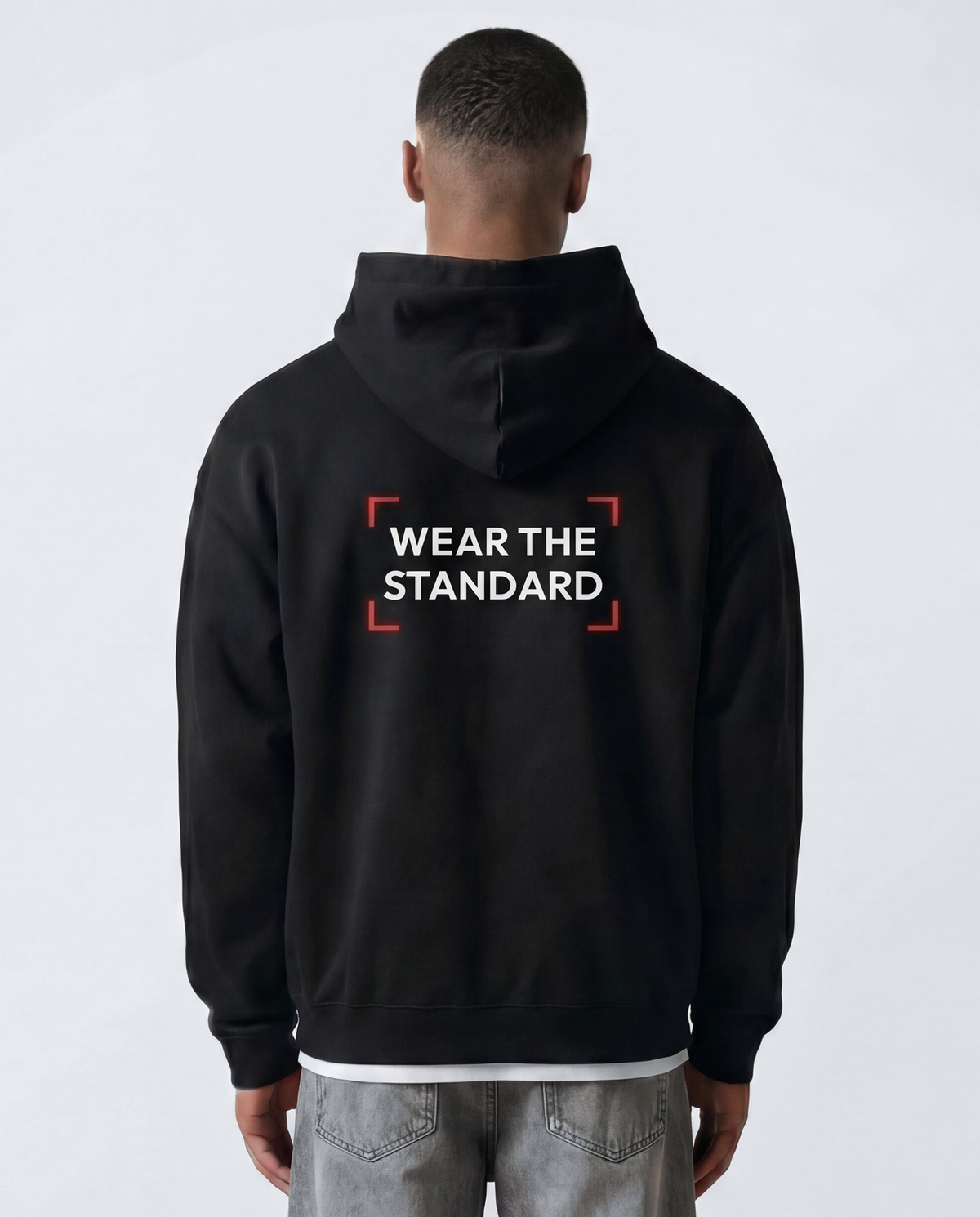 Wear The Standard — Cage — Male model back (Roman), Black #Model_M #Color_Black