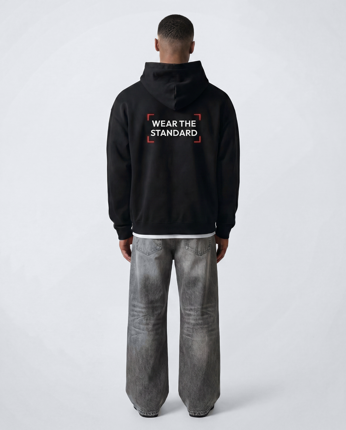 Wear The Standard — Cage — Male model full look back (Roman), Black #Model_M #Color_Black