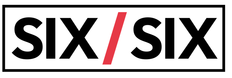 Six / Six wordmark — black and red, light background