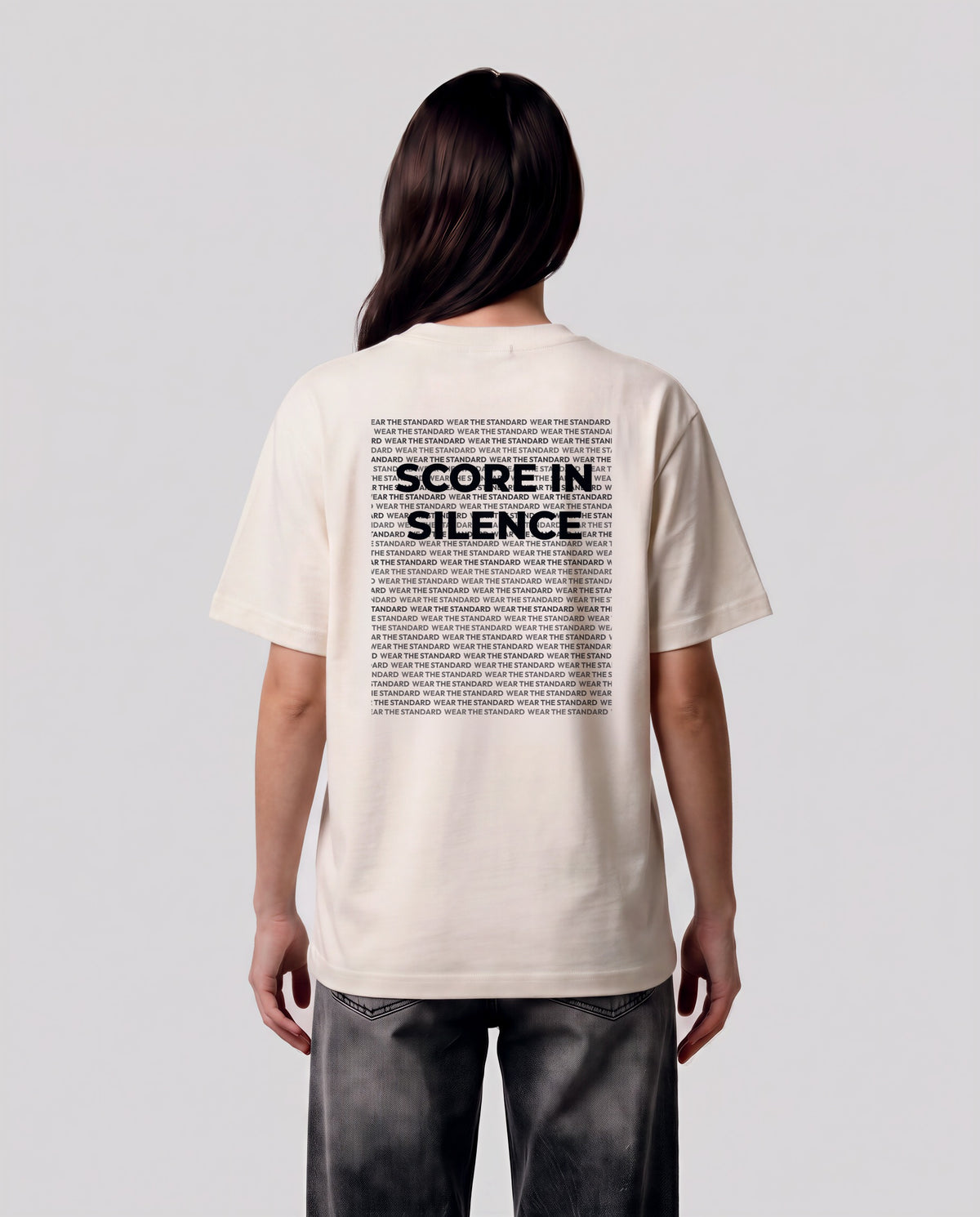 Score In Silence model — back, Ecru #Color_Ecru
