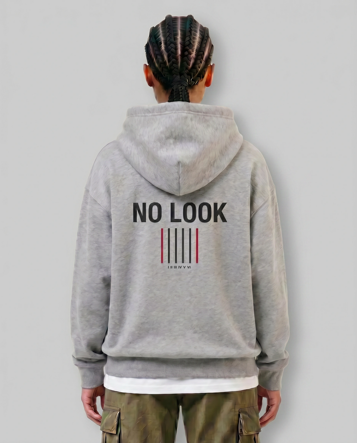 No Look — Female model back (Amara), Marle Grey #Model_F #Color_Marle Grey