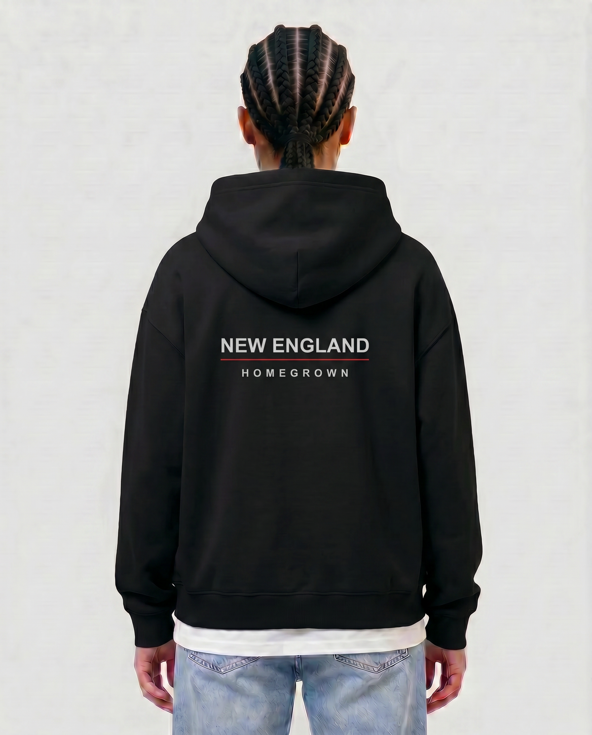 Homegrown — female model Amara, New England back, Black #Model_F #Region_New England #Color_Black