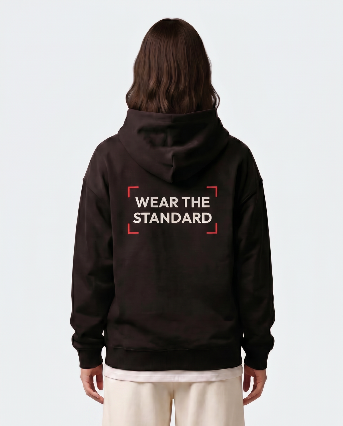 Wear The Standard — Cage — Female model back (Kai), Black #Model_F #Color_Black