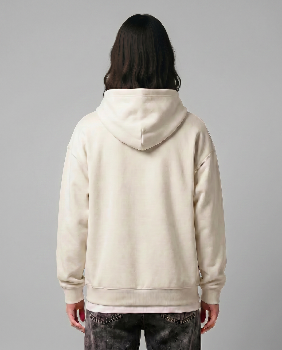Starting Line — Logo Hoodie — Female model back (Kai), Natural #Model_F #Color_Natural