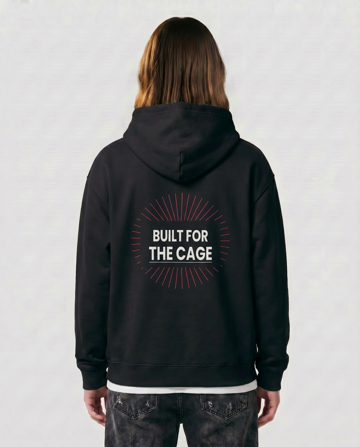 Built For The Cage — Radiant — Female model back (Sage), Black #Model_F #Color_Black