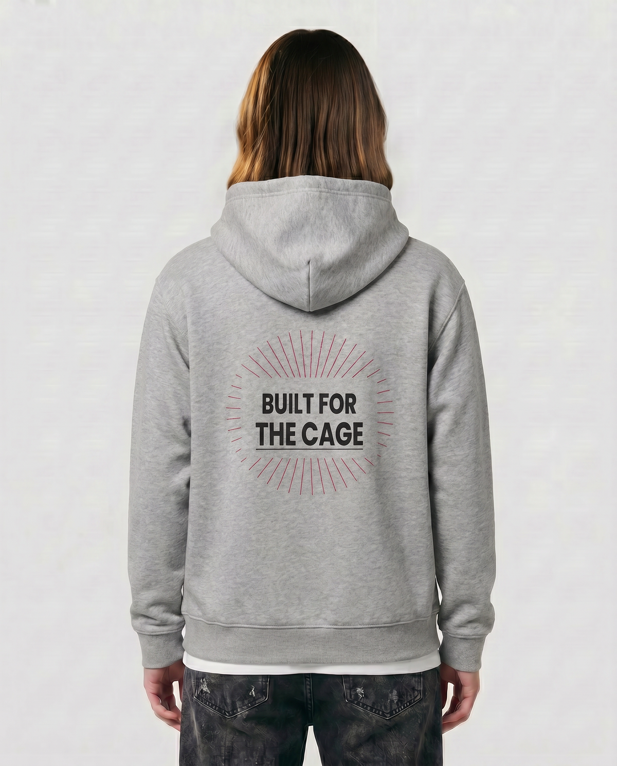 Built For The Cage — Radiant — Female model back (Sage), Marle Grey #Model_F #Color_Marle Grey