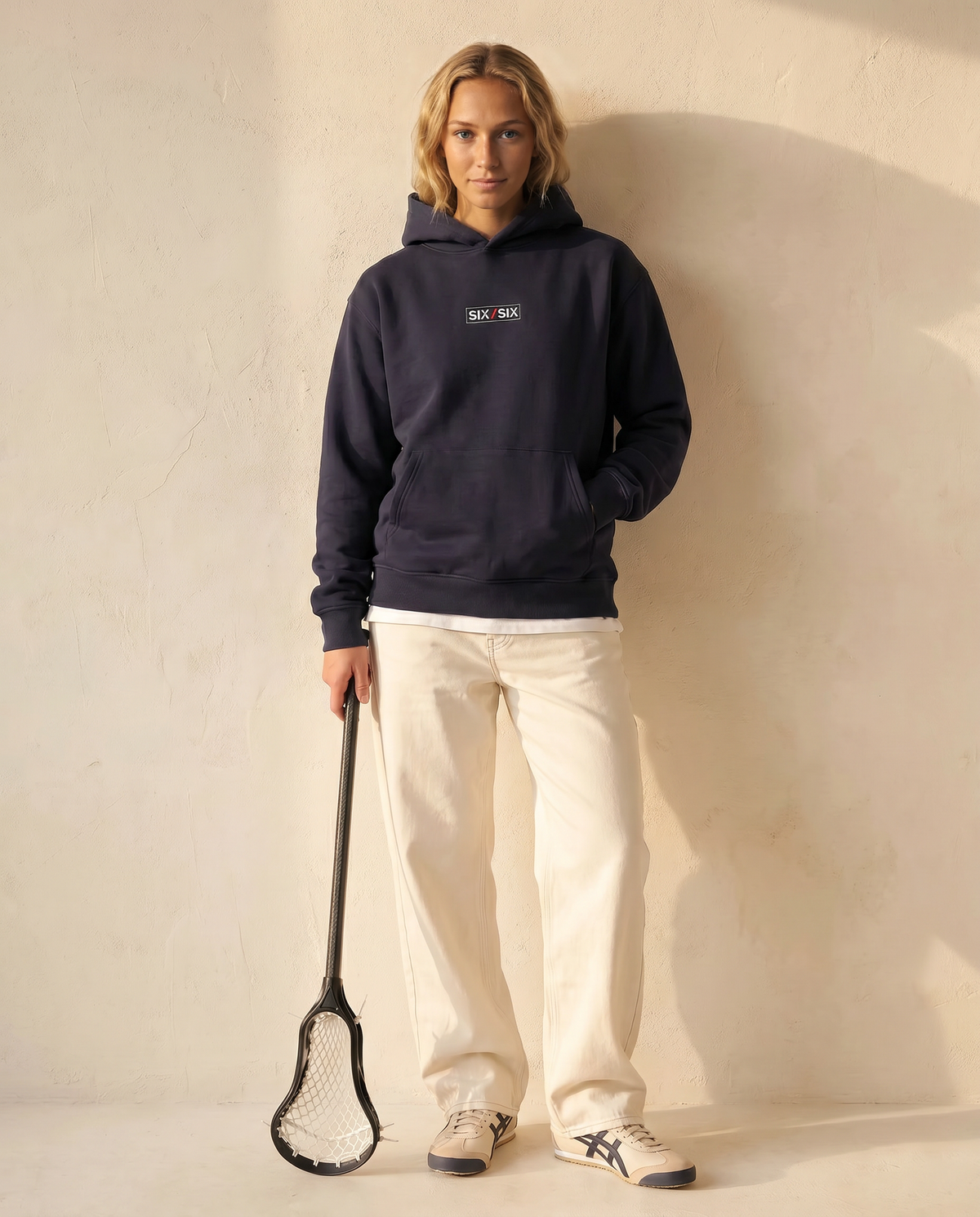 Corners Only — Baseline — Female model editorial LAX (Sloane), Blue Ink #Model_F #Color_Blue Ink