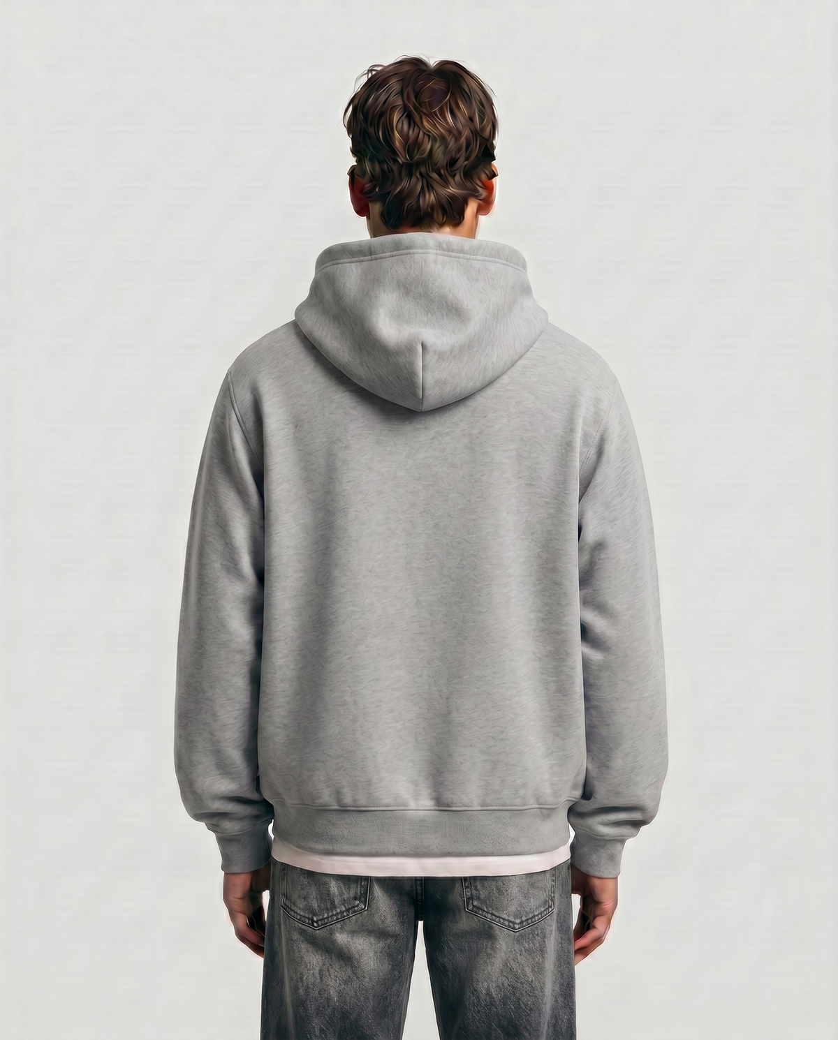 Starting Line — Logo Hoodie — Male model back (Beckett), Marle Grey #Model_M #Color_Marle Grey