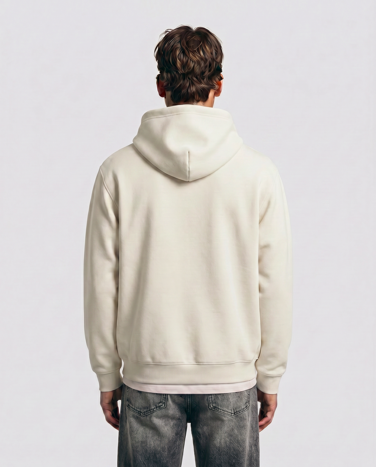Starting Line — Logo Hoodie — Male model back (Beckett), Natural #Model_M #Color_Natural