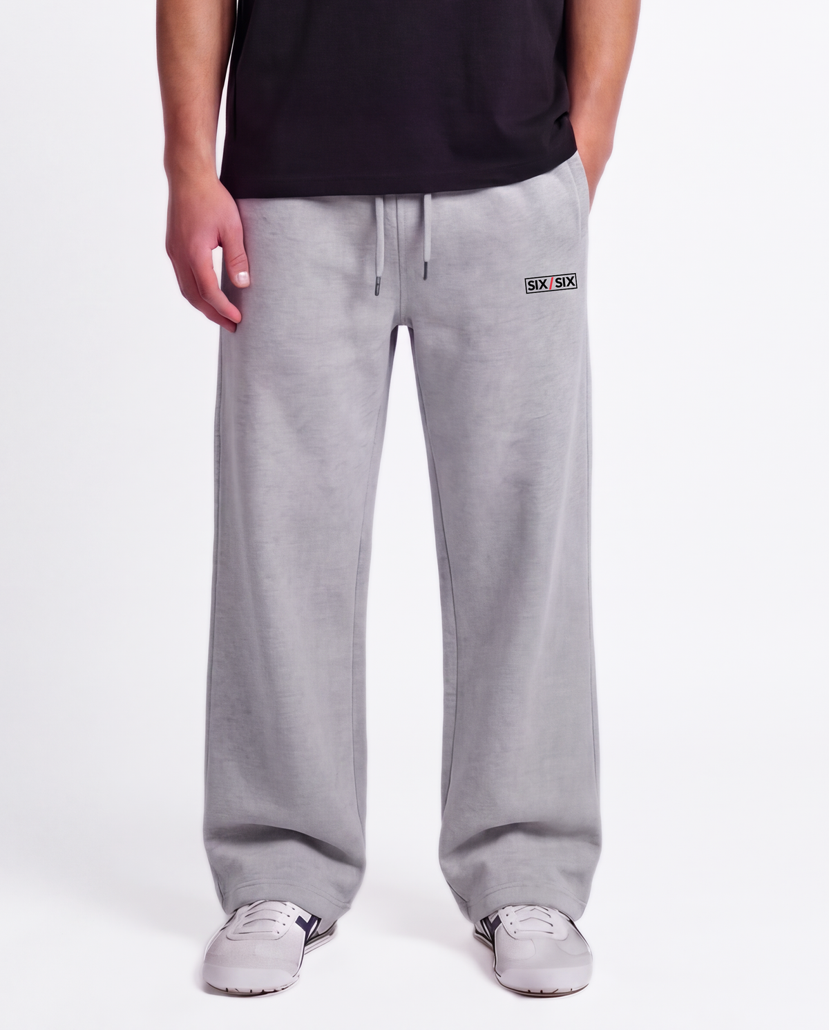 Essential Logo — Carrier Sweatpant — Male model close front (Brooks), Marle #Model_M #Color_Marle