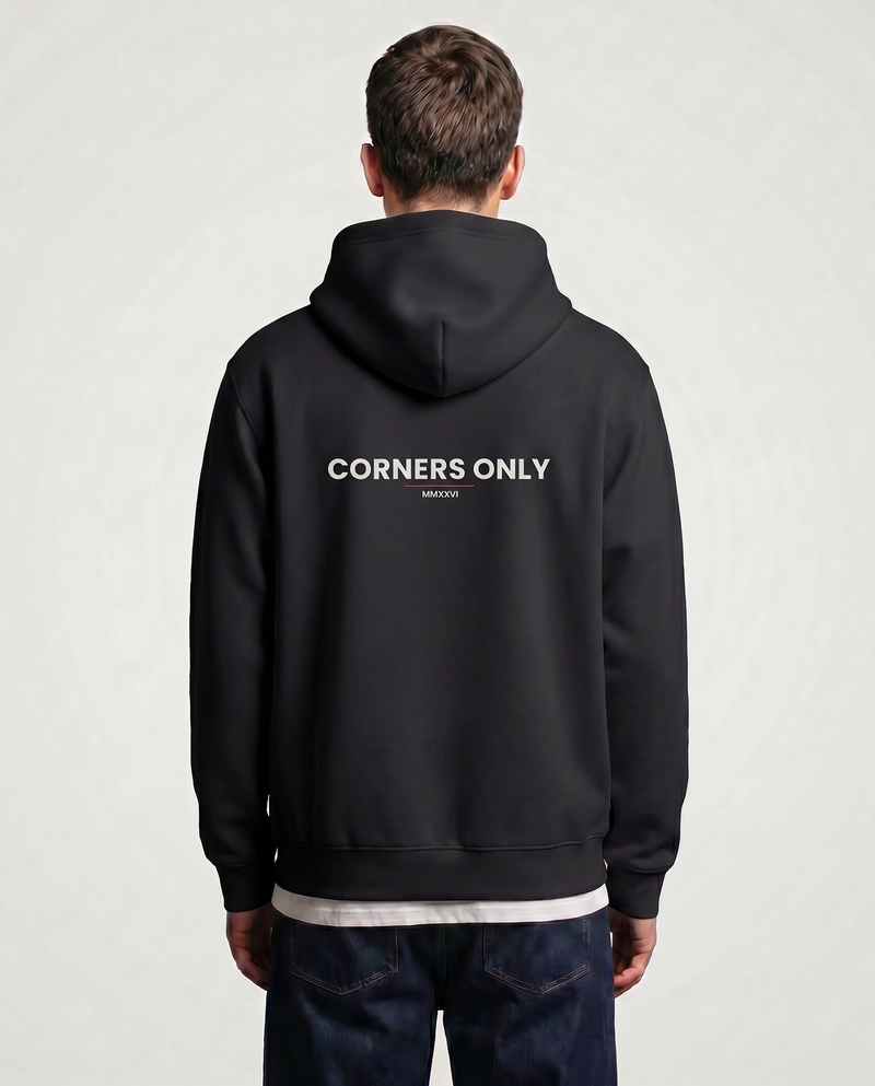 Corners Only — Baseline — Male model back (Niko), Black #Model_M #Color_Black