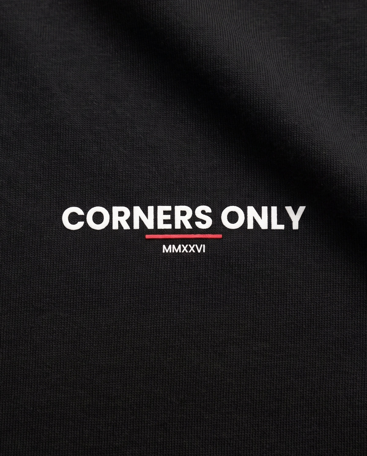 Corners Only — logo close-up back, Black #Color_Black